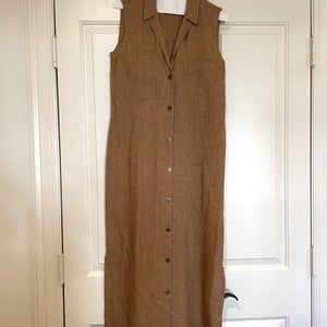 Brown Linen Sleeveless Dress